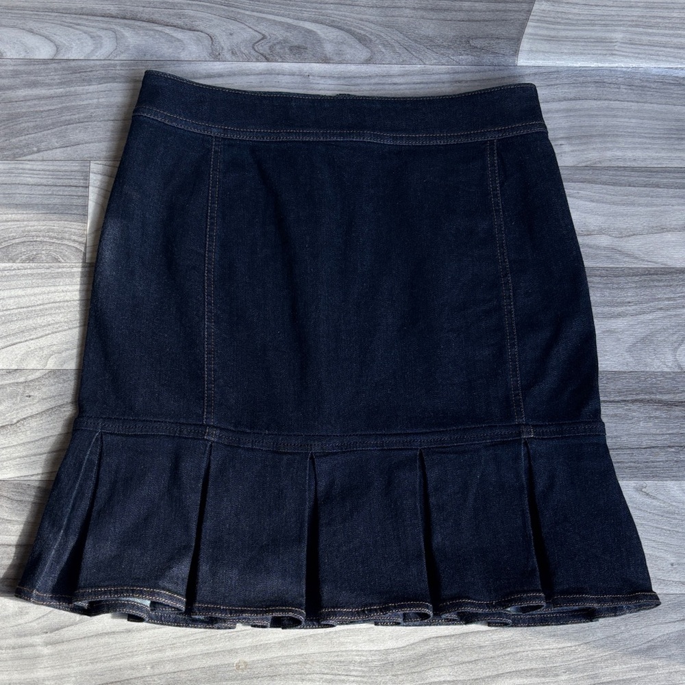 Ann Taylor Black Denim Mini Skirt